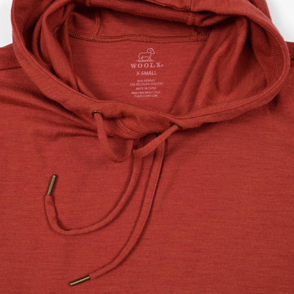 WoolX Hoodie Women's XS Merino Wool Blend Pullover Sweatshirt Rust Performance - Picture 5 of 6